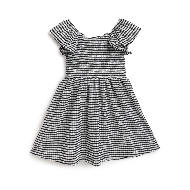 Girls White and Black Striped Sleeveless Dress image number 1